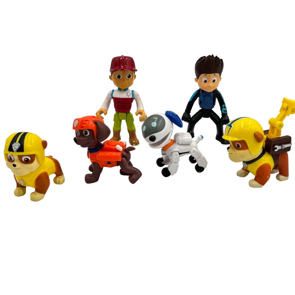 PAW Patrol Lot of 6 Figures Ryder Rubble Zuma Robo Dog Spin Master